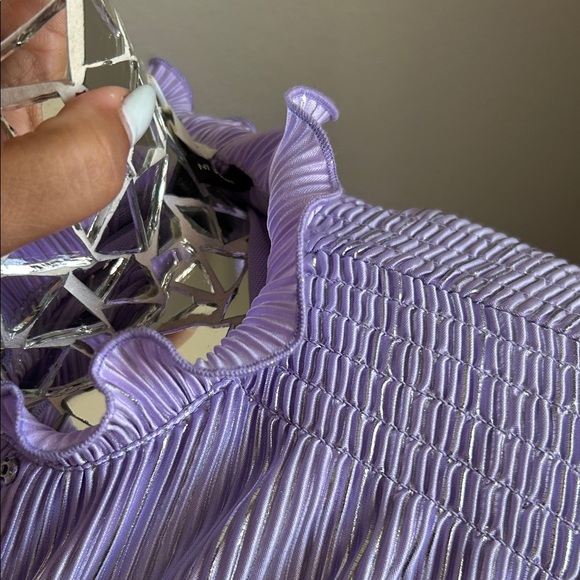 ROTATE Purple Ivy Pleated Mini Dress Ruffled - Picture 9 of 12